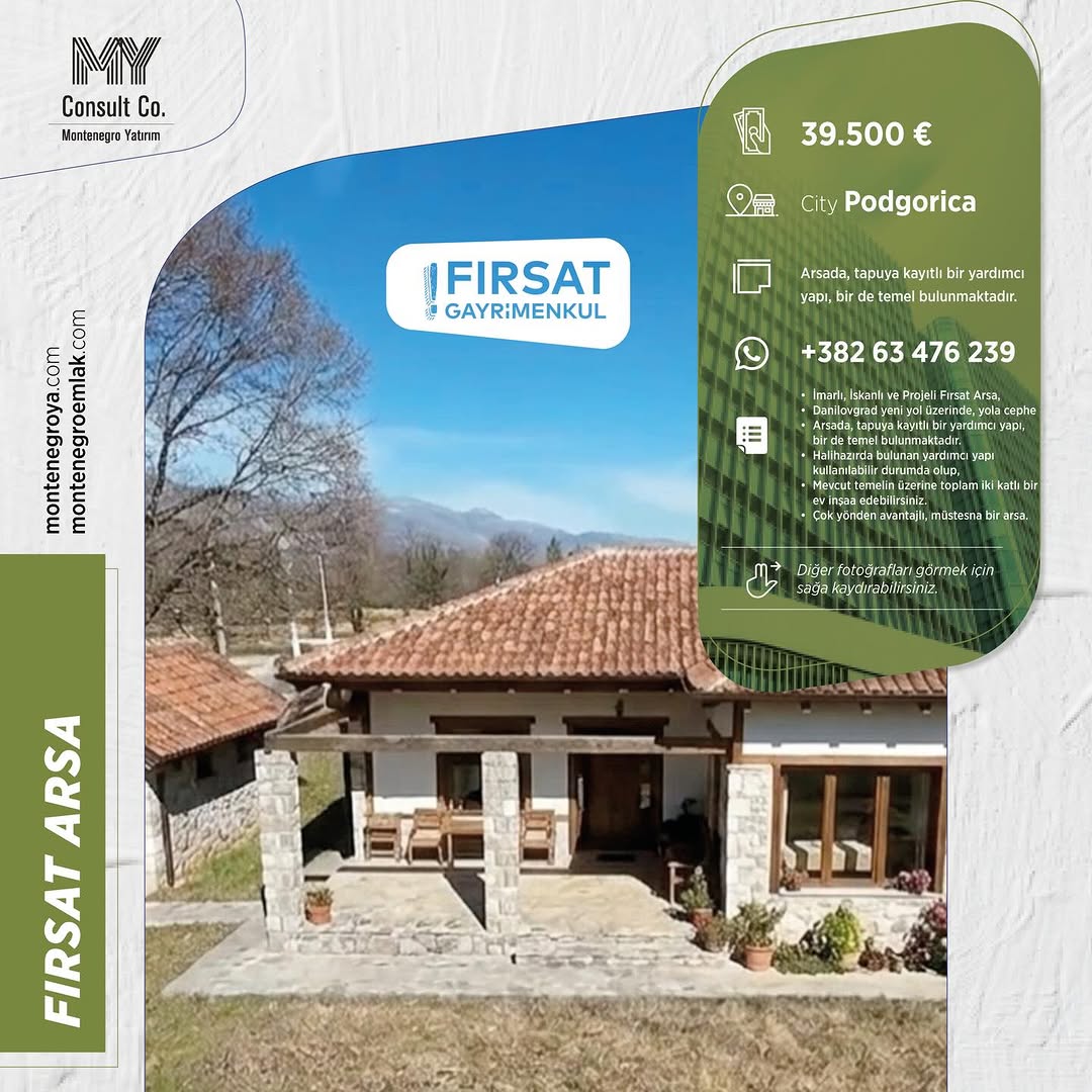 Karadağ-Montenegro’da İMARLI, İSKANLI ve PROJELİ FIRSAT ARSA